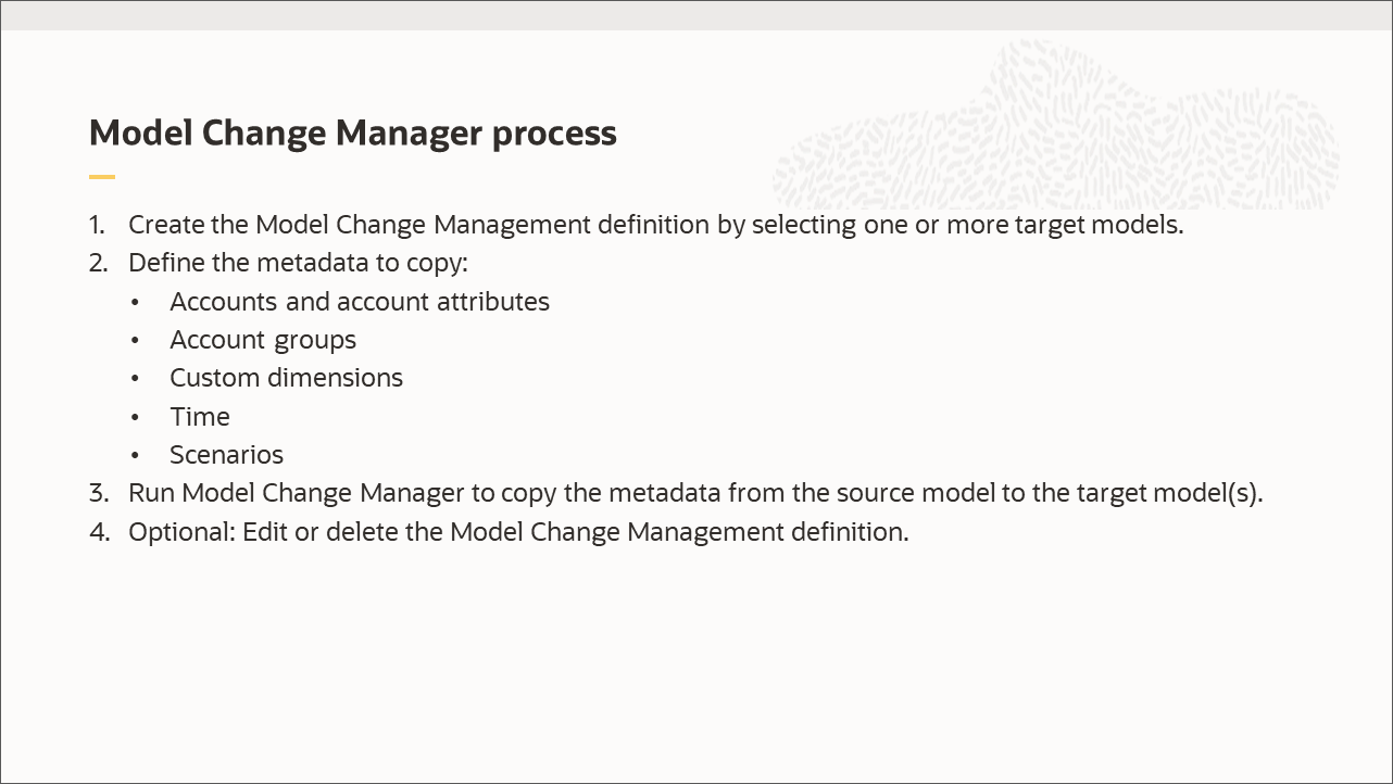 Model Change Manager process